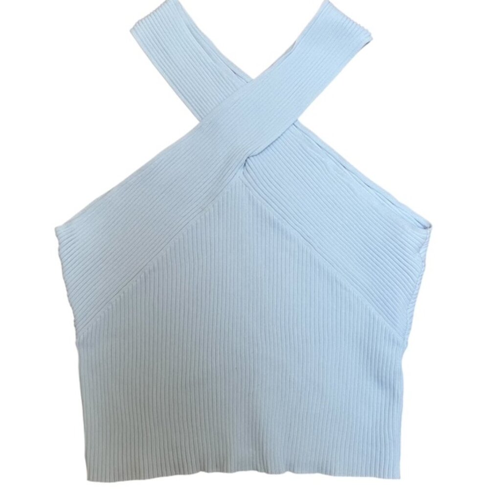 TopShop White Crisscross ribbed crop top Size 8-10